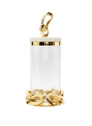 Glass Canister with Marble Lid and Gold Knot Design Knob